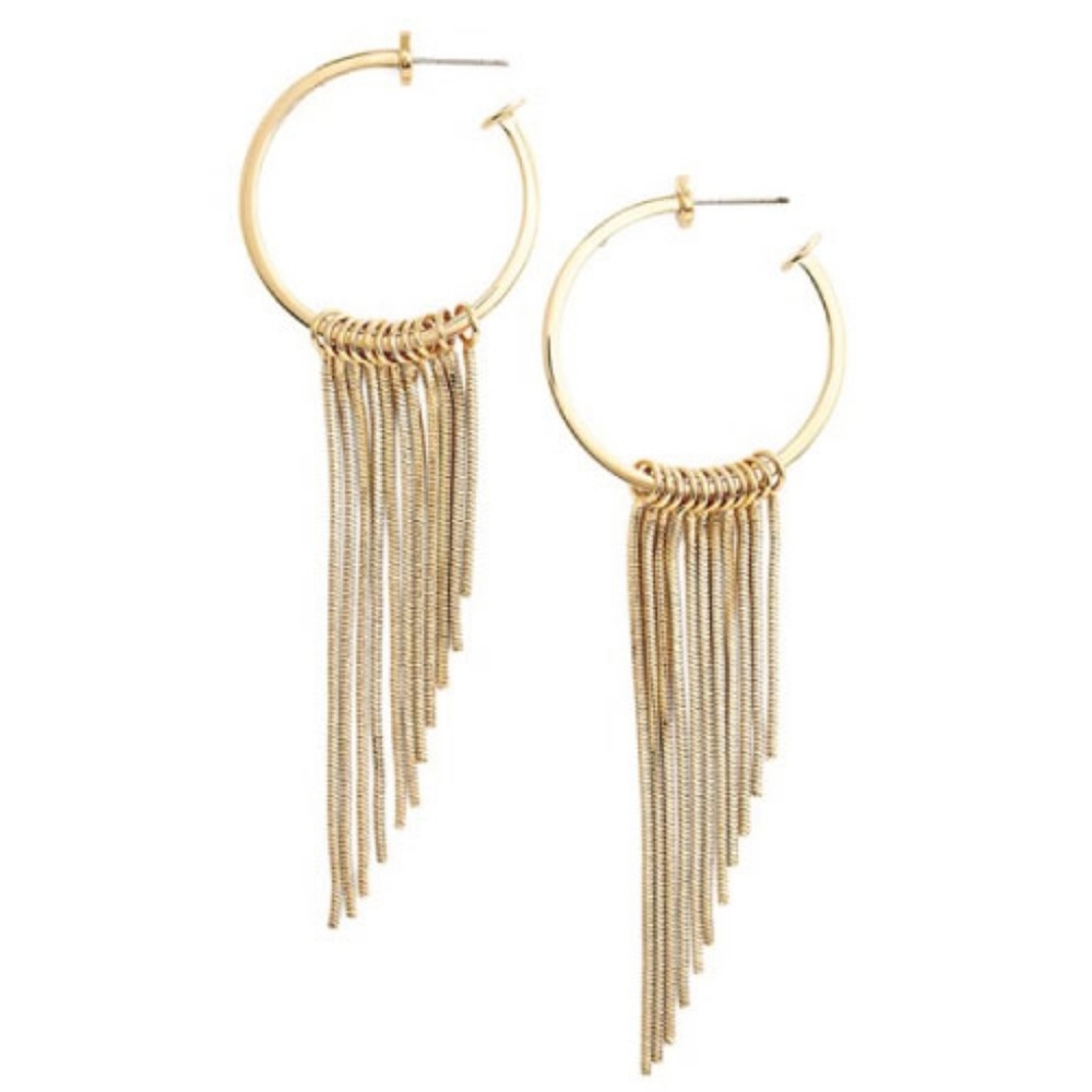 Rebecca Minkoff Fringe Hoop Earrings NWT